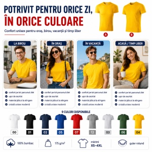 Tricou Unisex Damă/Bărbat PEAK P74 – 100% Bumbac, Guler Rotund, 175 g/m², XS–4XL - Img 5
