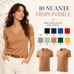 Tricou Unisex Damă și Bărbat Malfini 102, Guler în V, 100% Bumbac, 160 g/m², XS–3XL - Img 6