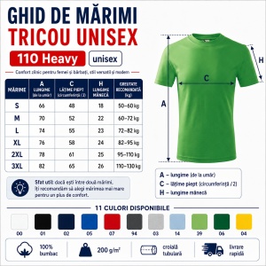 Tricou unisex damă și bărbat Malfini Heavy 110, 100% bumbac, 200 g/mp, S–3XL - Img 4