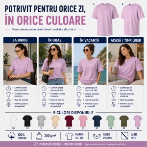 Tricou unisex oversize damă Malfini Stage 812, model larg și lejer, 100% bumbac - Img 6