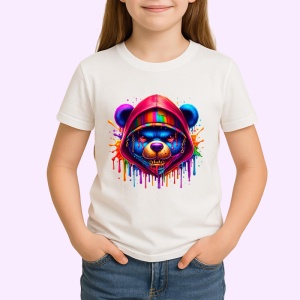 Tricou Urs cu hanorac colorat si atitudine urbana Copii | Dama | Barbat - Img 3