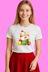 Tricou Ursulet In Cana Verde, din bumbac 100%, tricou alb, Copii | Dama | Barbat - Img 3