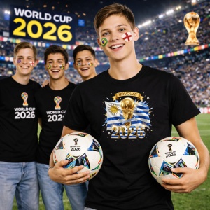 Tricou Uruguay World Cup 2026 Fifa V2, din bumbac 100%, tricou negru, Copii | Dama | Barbat - Img 7