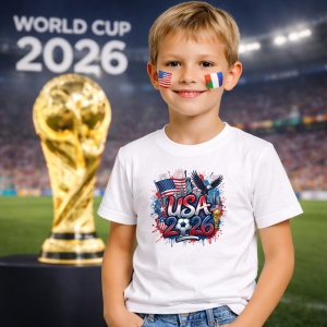 Tricou Usa World Cup 2026 Fifa, din bumbac 100%, tricou alb, Copii | Dama | Barbat - Img 5