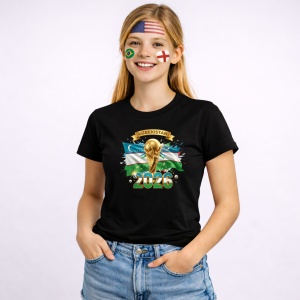 Tricou Uzbekistan World Cup 2026 Fifa V2, din bumbac 100%, tricou negru, Copii | Dama | Barbat - Img 3