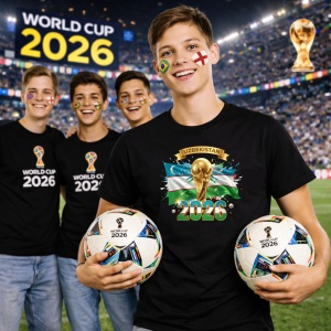 Tricou Uzbekistan World Cup 2026 Fifa V2, din bumbac 100%, tricou negru, Copii | Dama | Barbat - Img 7