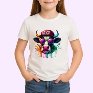Tricou Vaca cu sapca si ochelari stil hip hop Copii | Dama | Barbat - Img 4