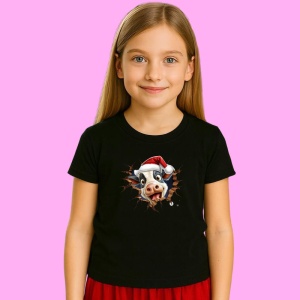Tricou Vaca Cu Urechi Mari Craciun, din bumbac 100% Copii | Dama | Barbat - Img 2