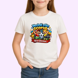 Tricou Vecinii Stiu Scorul Fara Televizor Fotbal, din bumbac 100% , tricou alb pentru Copii | Dama | Barbat - Img 2