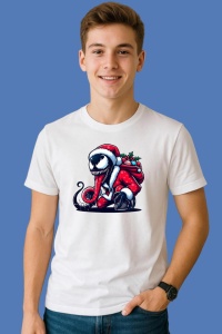 Tricou Venom Christmas Costum Rosu, din bumbac 100%, tricou alb, Copii | Dama | Barbat