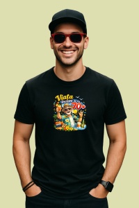 Tricou Viata Incepe La 70 Ani Barbat La Plaja V2, din bumbac 100%, tricou negru Dama | Barbat - Img 3