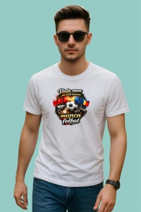Tricou Viata Mea Munca Fotbal Steag Romania, din bumbac 100% , tricou alb pentru Copii | Dama | Barbat - Img 3