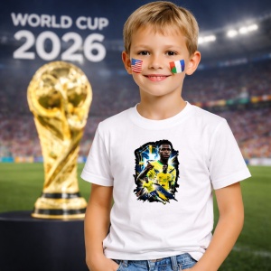 Tricou Vinicius Jr Brazil World Cup Fifa 2026 V3, din bumbac 100%, tricou alb, Copii | Dama | Barbat - Img 5