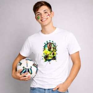 Tricou Vinicius Jr Brazil World Cup Fifa 2026 V5, din bumbac 100%, tricou alb, Copii | Dama | Barbat - Img 2