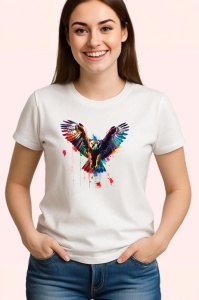 Tricou Vultur cu aripi desfacute fundal alb Copii | Dama | Barbat - Img 3