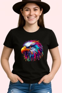 Tricou Vultur curcubeu realist in stil graffiti Copii | Dama | Barbat, culoare negru - Img 3
