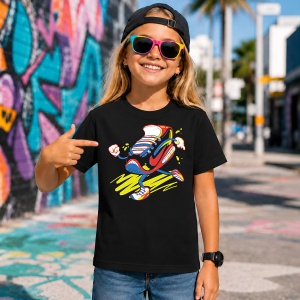 Tricou Walking Sneaker Character Yellow Red Funny Urban Illustration, din bumbac 100%, tricou negru, Copii | Dama | Barbat - Img 7