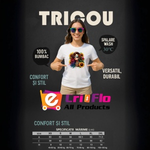 Tricou wavy hair girl cool glasses sunflower, fata cu par ondulat ochelari cool si floarea soarelui, Copii | Dama | Barbat - Img 12