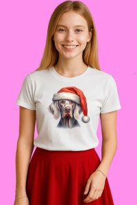 Tricou Weimaraner Craciun Portret, din bumbac 100%, tricou alb, Copii | Dama | Barbat - Img 3