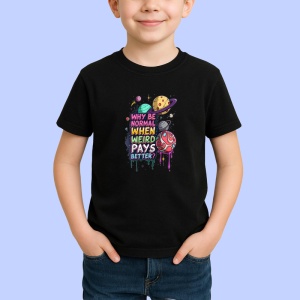 Tricou Weird Pays Better Pizza Univers, Copii | Dama | Barbat, culoare negru - Img 3