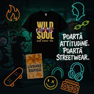Tricou Wild Soul will never die Negru, Copii | Dama | Barbat - Img 6