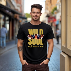 Tricou Wild Soul will never die Negru, Copii | Dama | Barbat - Img 9