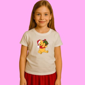 Tricou Winnie Cu Cadou Verde Si Caciula Mosului, din bumbac 100% Copii | Dama | Barbat - Img 2