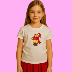 Tricou Winnie In Pulover Rosu Si Caciula Craciun, din bumbac 100% Copii | Dama | Barbat - Img 2