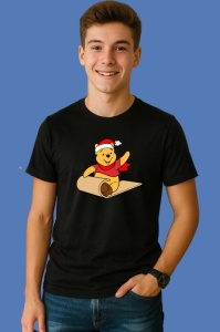 Tricou Winnie Pe Sanie Cu Fular Rosu, din bumbac 100% Copii | Dama | Barbat - Img 3