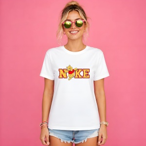 Tricou Winnie The Pooh Logo Rosu Galben, din bumbac 100% Copii | Dama | Barbat
