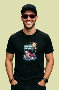 Tricou Work Hard Nap Harder Motivat Somnoros, Copii | Dama | Barbat, culoare negru - Img 2