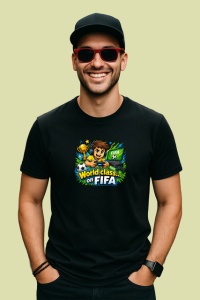 Tricou World Class On Fifa Gamer Trofeu V1, din bumbac 100%, tricou negru Copii | Dama | Barbat
