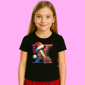 Tricou X Litere Alfabet Craciun Impodobite Cu Decoratiuni, din bumbac 100% Copii | Dama | Barbat