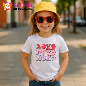 Tricou Xoxo Text Roz Pastelat Inimi V1, din bumbac 100% , tricou alb pentru Copii | Dama | Barbat - Img 5