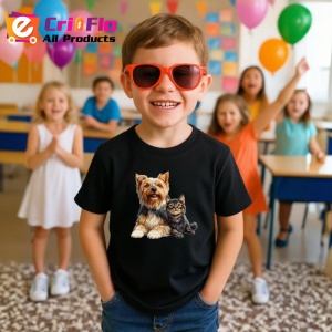 Tricou Yorkshire Terrier si pisica neagra expresie a dragostei Copii | Dama | Barbat Barbat - Img 20