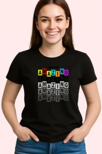 Tricou You Are Amazing Text Repetat Gri Colorat, din bumbac 100%, tricou negru Copii | Dama | Barbat - Img 3