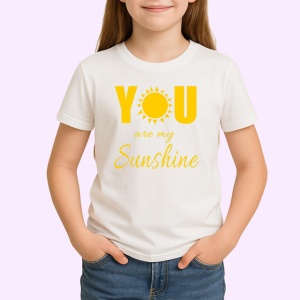 Tricou You Are My Sunshine Soare Galben Design Cald, din bumbac 100% , tricou alb pentru Copii | Dama | Barbat - Img 2