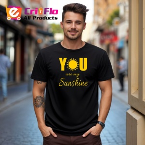 Tricou You Are My Sunshine Soare Galben Design Cald, din bumbac 100%, tricou negru Copii | Dama | Barbat - Img 5