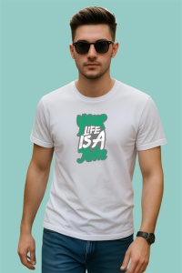 Tricou Your Life Is A Joke Text Graffiti Verde Negru, din bumbac 100% , tricou alb pentru Copii | Dama | Barbat - Img 3