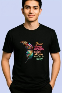 Tricou Your wings already exist all you have to do is fly fluture colorat cu text motivant Copii | Dama | Barbat Barbat - Img 4