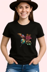 Tricou Your wings already exist all you have to do is fly fluture colorat cu text motivant Copii | Dama | Barbat Barbat - Img 6