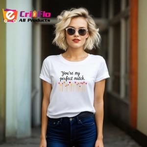 Tricou Youre My Perfect Match Design Minimalist V1, din bumbac 100% , tricou alb pentru Copii | Dama | Barbat - Img 7