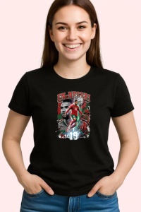 Tricou Youssef En Nesyri Maroc Atacant Fotbal, din bumbac 100%, tricou negru Copii | Dama | Barbat - Img 3