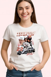 Tricou Yuki Tsunoda Colaj Costum Alb Si Masina Alfatouri Formula 1, Copii | Dama | Barbat - Img 3
