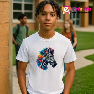 Tricou Zebra curcubeu fundal albastru in stil graffiti Copii | Dama | Barbat - Img 5