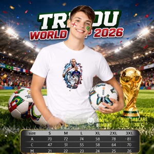 Tricou Zinedine Zidane France World Cup Fifa 2026, din bumbac 100%, tricou alb, Copii | Dama | Barbat - Img 6