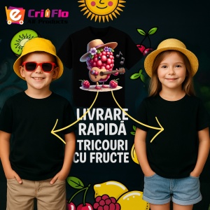 Tricou Zmeura amuzanta de vara cantaret, Fructe, Copii | Dama, culoare negru - Img 6