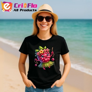 Tricou Zmeura amuzanta de vara dansatoare, Fructe, Copii | Dama, culoare negru - Img 11