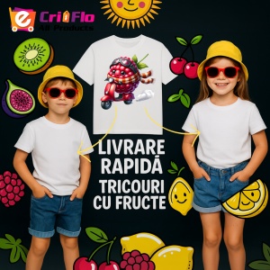Tricou Zmeura amuzanta de vara pe scuter, Fructe, Copii | Dama - Img 6