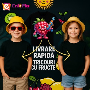 Tricou Zmeura amuzanta de vara pistol cu apa, Fructe, Copii | Dama, culoare negru - Img 6